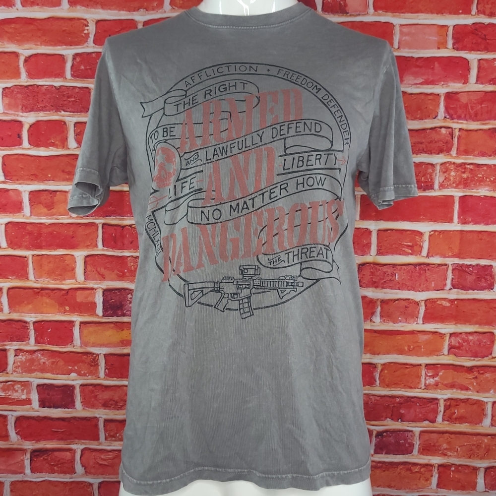 Affliction Men's American Flag Gray T-shirt - Size: Large- NWOT